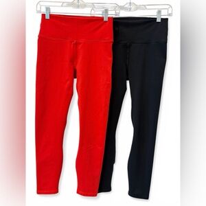 Fabletics PowerHold High-Waisted Leggings Bundle – Red & Black – Size S